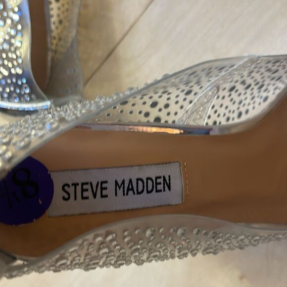 Steve Madden Kaidel See Thru Rhinestone silver pump heels 8.5 - Picture 3 of 6